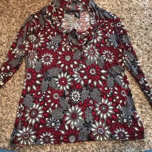 Long sleeve red flower shirt